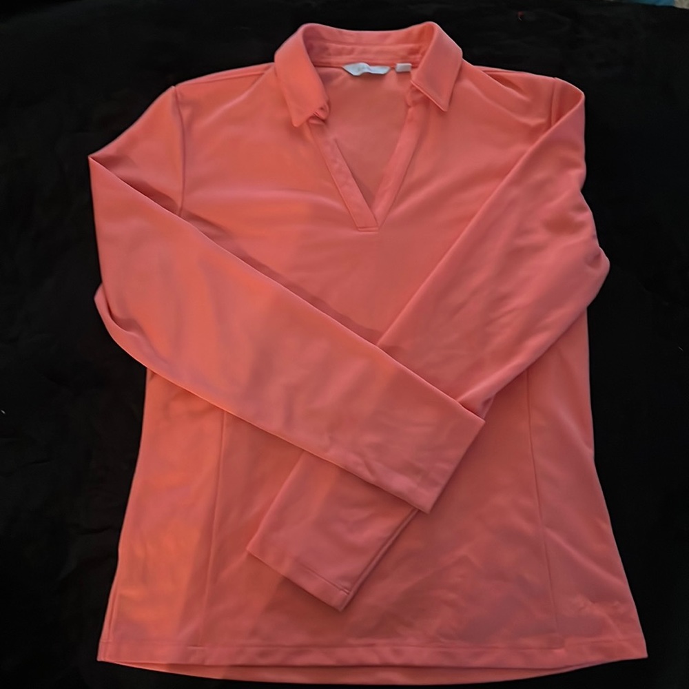 Lady Hagen long sleeve polo Medium coral